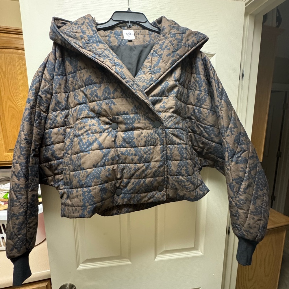 CAbi Brown and Blue Patterned Jacket